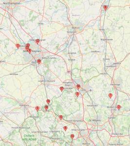 Spartan South Midlands Division Clubs Map