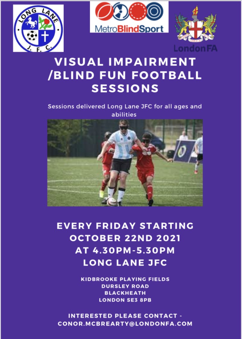 Long Lane JFC, Long Lane to host blind / visually impaired football