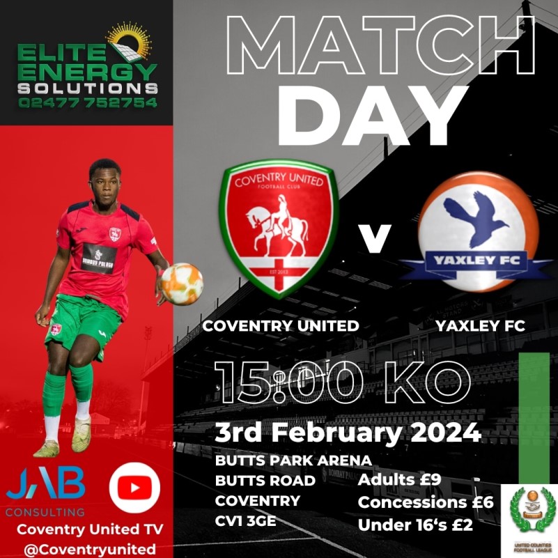 Coventry United Football Club , Live commentary on YouTube vs Yaxley FC