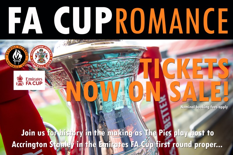 RUSHALL OLYMPIC FC, EMIRATES FA CUP FIRST ROUND TICKETS NOW ON SALE