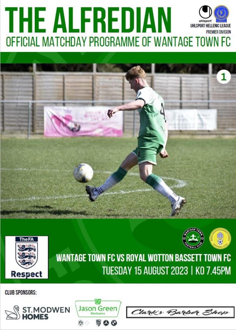 Wantage Town FC, Matchday Programme Royal Wootton Bassett Town FC