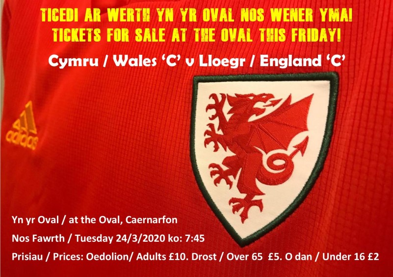 Caernarfon Town FC, Wales C Tickets on Sale This Friday