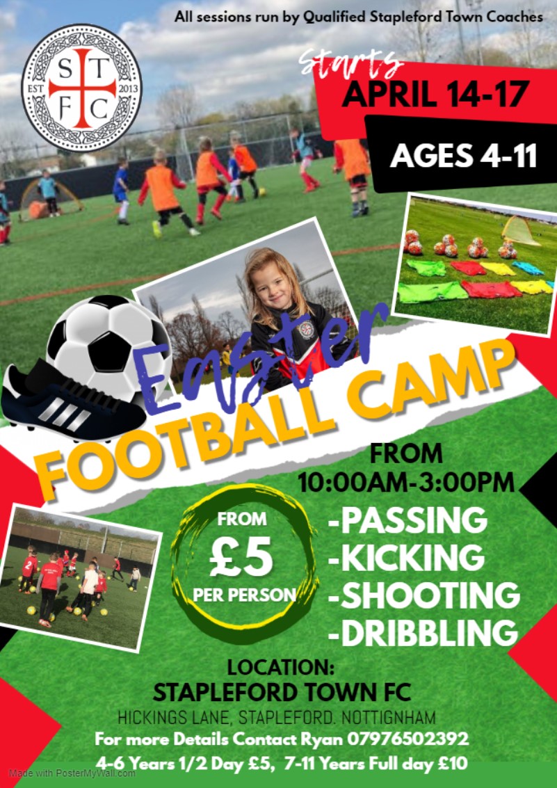 Stapleford Town FC, Holiday Camps are Back!!!