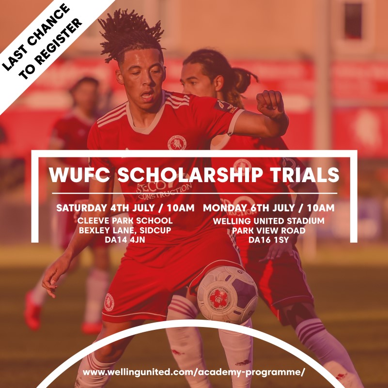 Welling United Football Club, SCHOLARSHIP TRIALS
