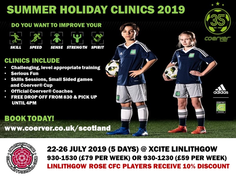 Linlithgow Rose Community FC, Coerver Coaching Summer Soccer Camps at