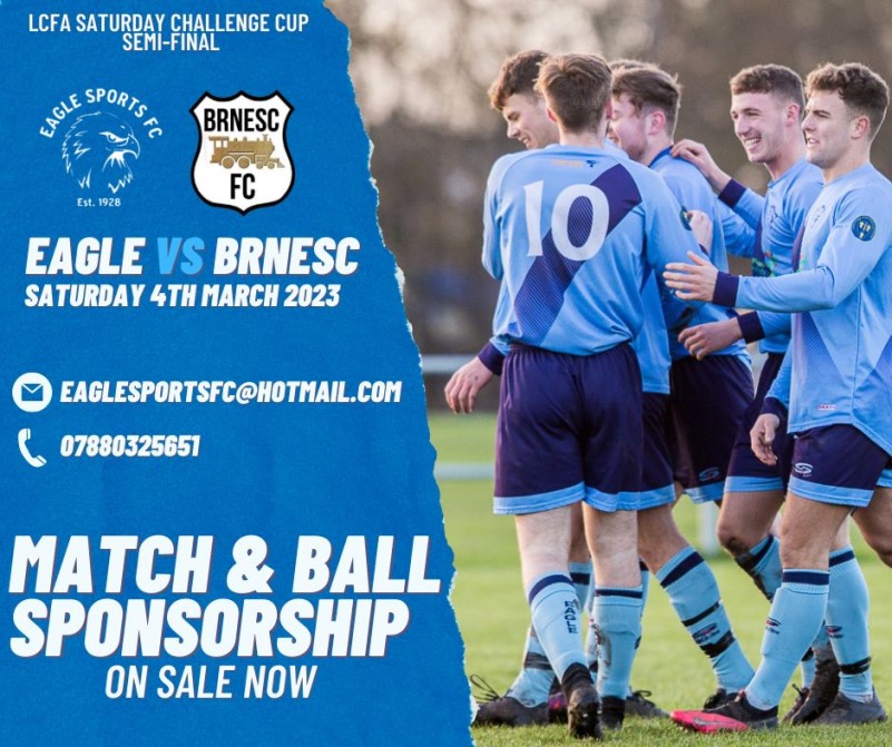 Eagle Sports Football Club, MATCH SPONSORSHIP NOW AVAILABLE FOR BRNESC