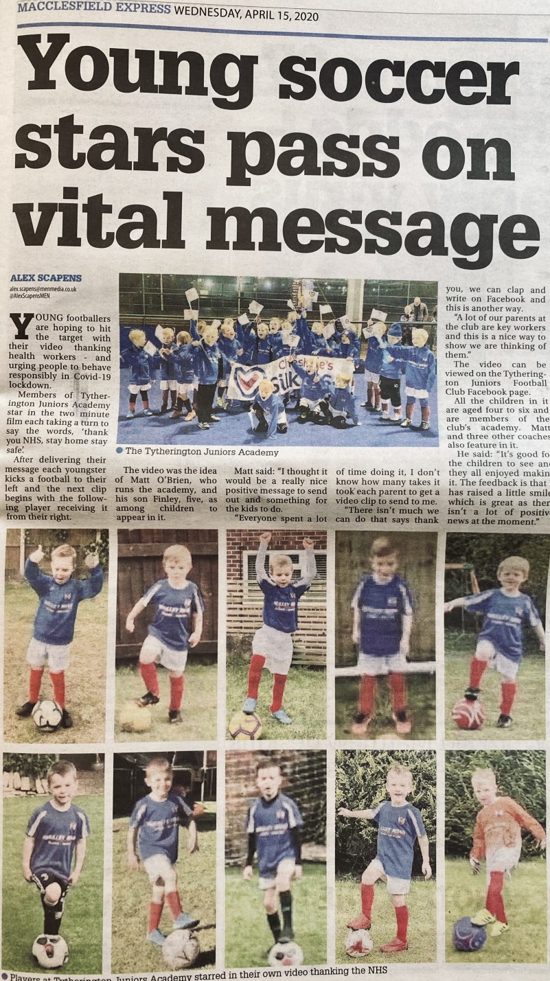 Tytherington Juniors FC, Academy article in the Macc Express Paper!