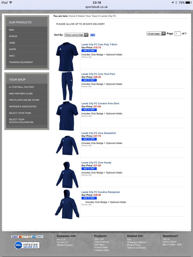 Leeds City FC, Sports Bulk Online Store